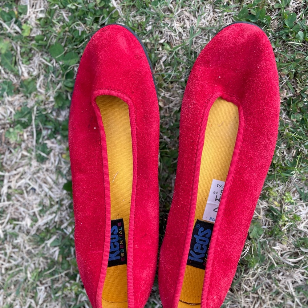 Keds Red Suede Slip-On Flats